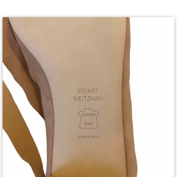 NWOT Stuart Weitzman Supersonic Naked Suede Tan Camel Flats Lace Up Almond Toe 9 - Picture 6 of 8